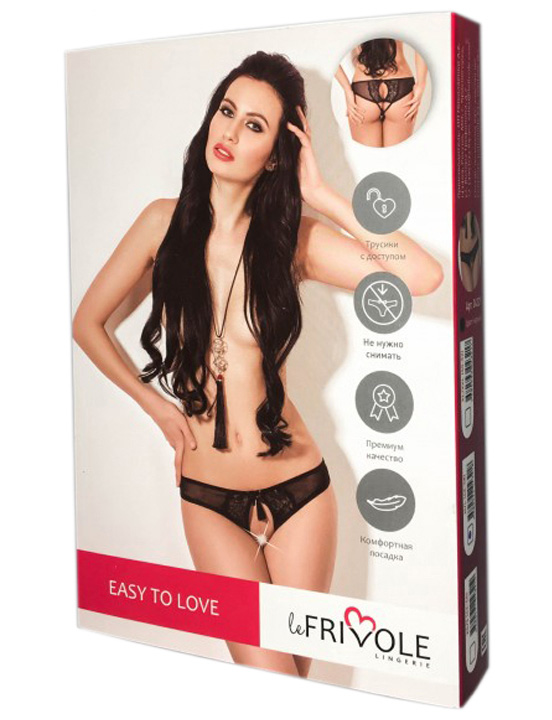 Трусики с доступом и кружевными вставками Easy to love, чёрный, L/XL (46-48)