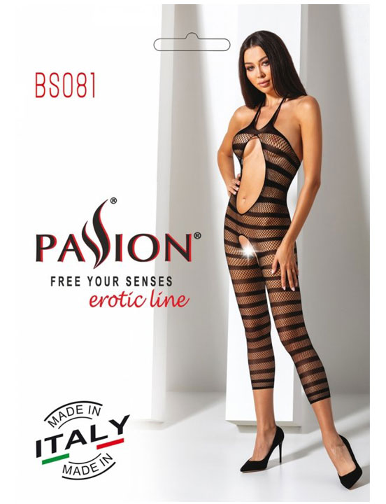 Боди-комбинезон, имитация топа с леггинсами, полосы и сетка, чёрный, размер OS