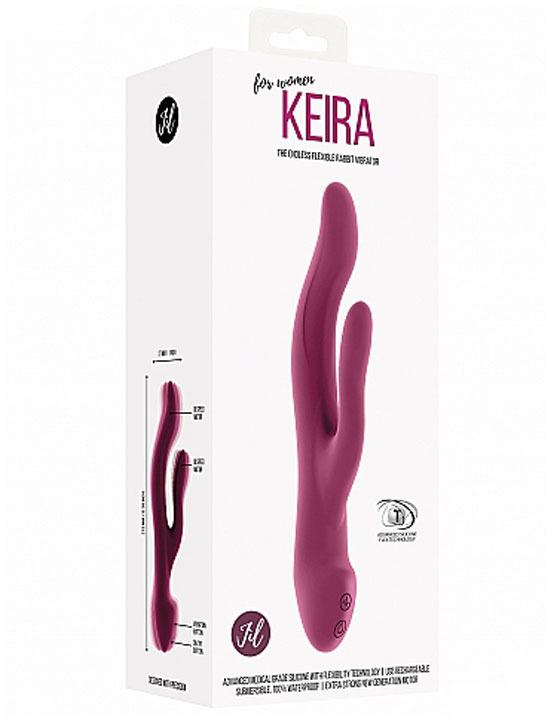 Вибратор гибкий двойной Keira, USB, 27x213 мм