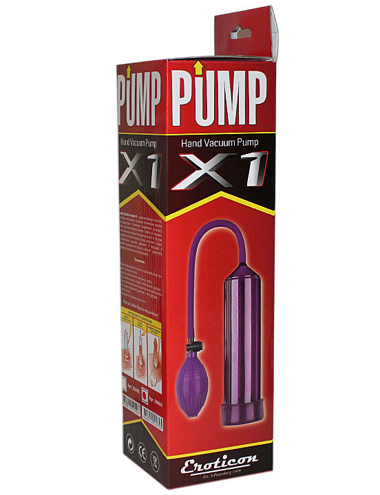 Помпа вакуумная Eroticon PUMP X1 с грушей, фиолетовая, 60x250 мм