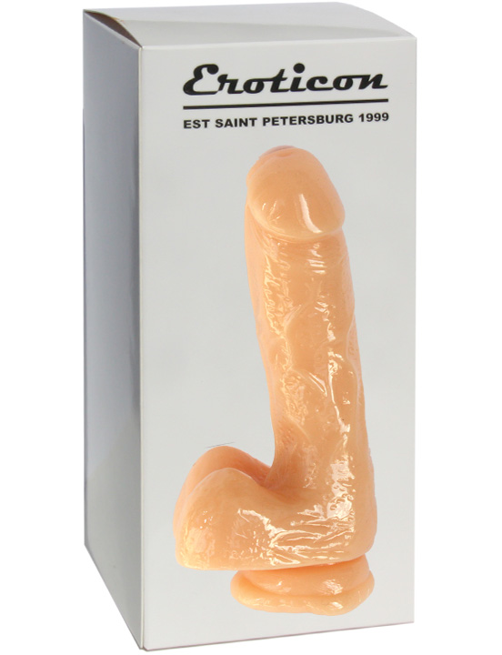 Фаллоимитатор на присоске с мошонкой, TPR, телесный, 175x38 мм