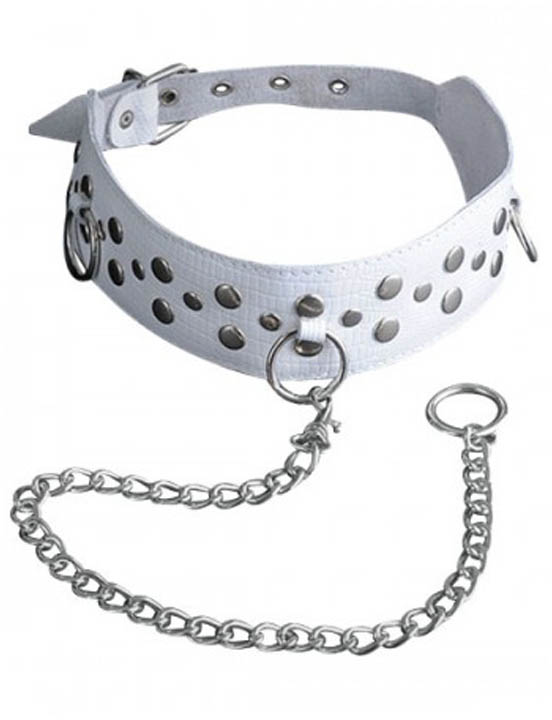 Ошейник с цепью, белый