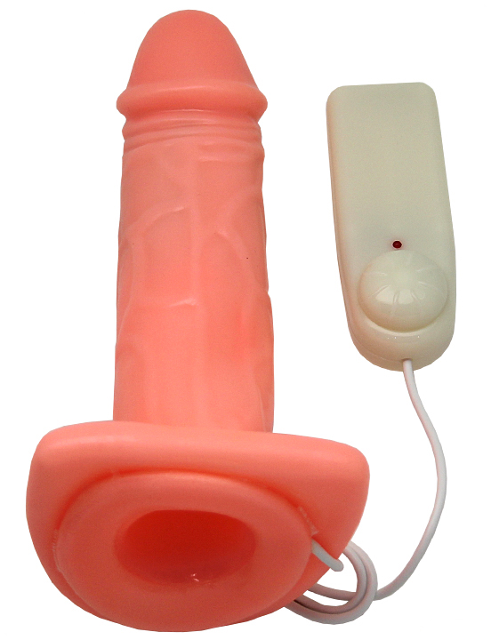 Страпон универсальный с вибратором, телесный, 45x160 мм