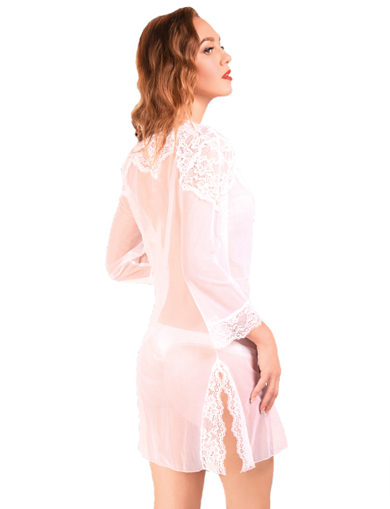 Халатик сетка, кружево, белый, размер 42-44