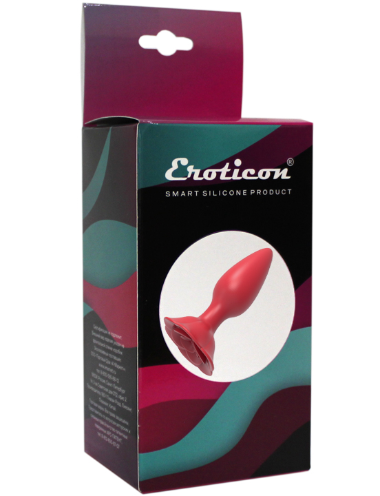 Анальная пробка с розой, красная