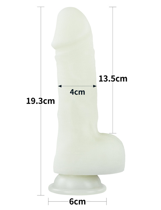Фаллоимитатор 7.5'' Lumino Play Silicone Dildo светящийся с мошонкой на присоске, 40x193 мм