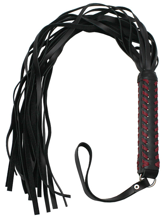Флогер, ручка плетёная, с красной оплёткой, чёрно-красный