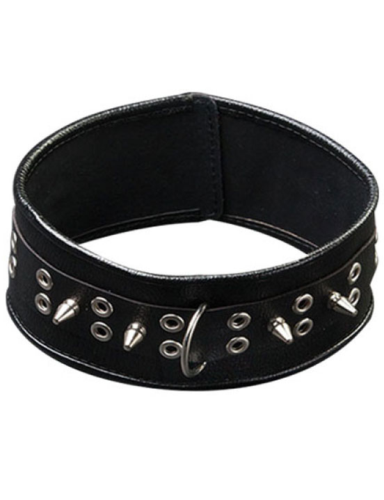 Ошейник с шипами, широкий, чёрный