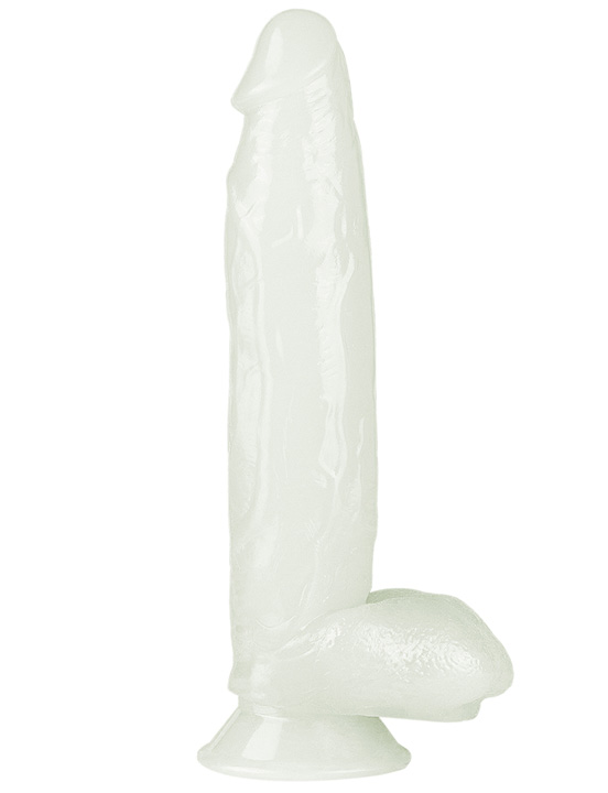 Фаллоимитатор 10'' Lumino Play Dildo светящийся с мошонкой на присоске, 50x260 мм