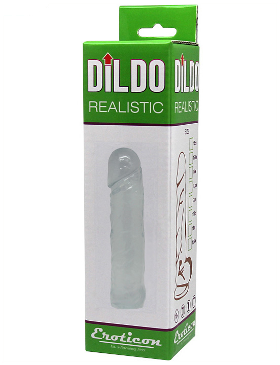 Фаллоимитатор, Eroticon Realistic, гелевый, прозрачный, 38x165 мм