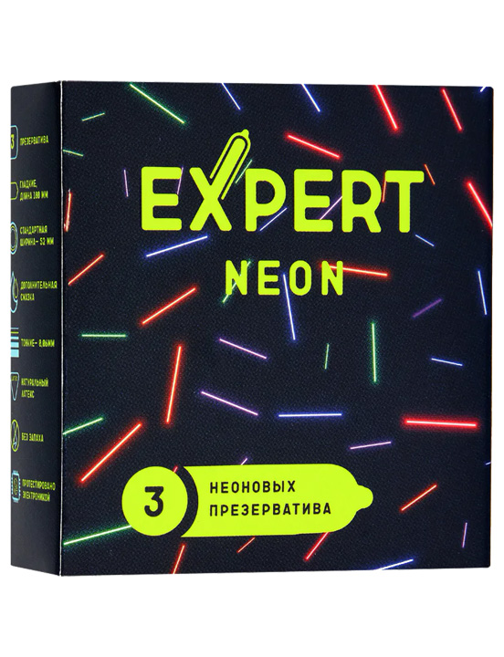 Презервативы Expert Neon светящийся, 3 шт.