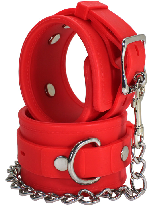 Наручники силиконовые, с фиксацией, красные