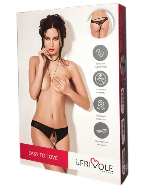 Трусики из сетки с доступом и кисточкой Easy to love, чёрный, L/XL (46-48)