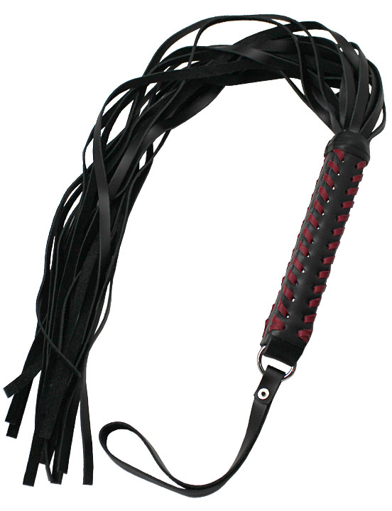 Флогер, ручка плетёная, с красной оплёткой, чёрно-красный