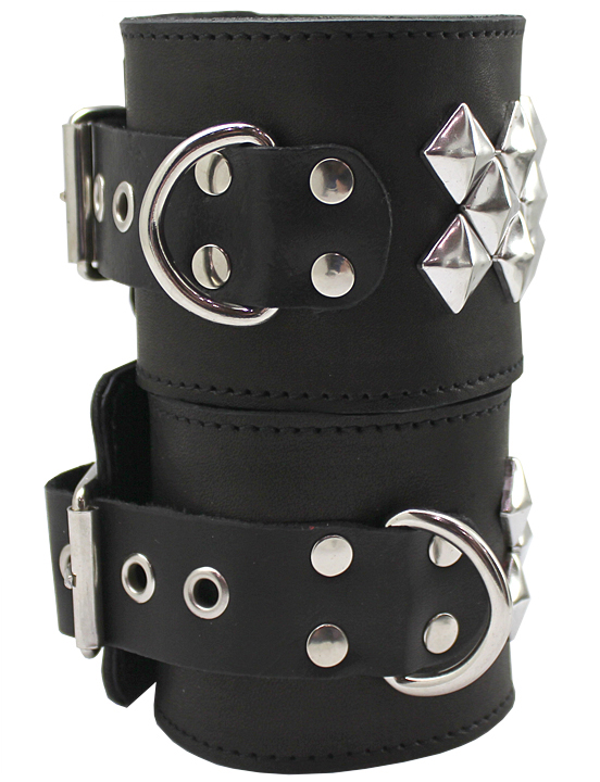 Наручники, 3 полосы квадропукли, чёрные, размер универсальный