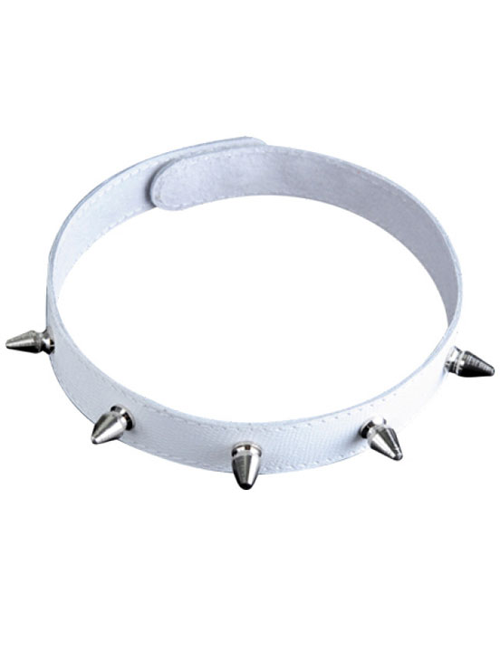 Ошейник с шипами, узкий, белый, размер универсальный