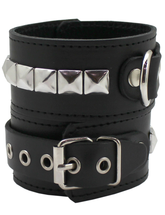 Наручники узкие, с пуклей, чёрные, размер универсальный