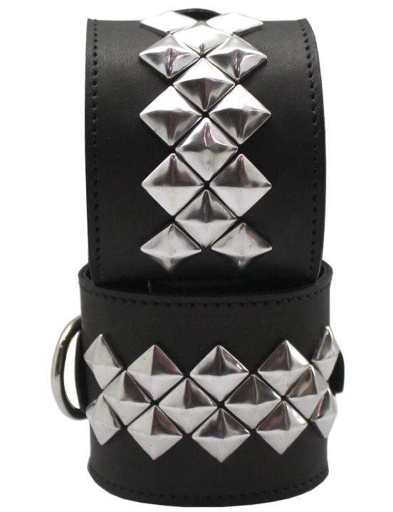 Наручники, 3 полосы квадропукли, чёрные, размер универсальный