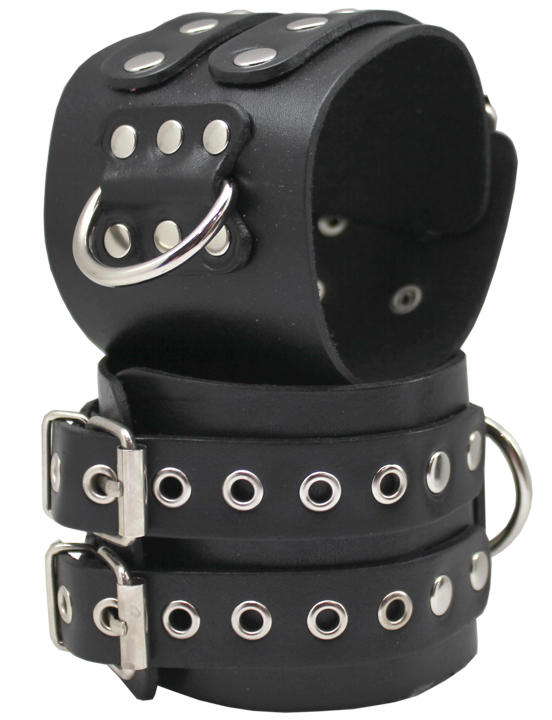 Наручники широкие, без подкладки, чёрные, размер универсальный