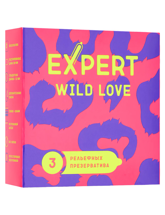 Презервативы Expert Wild Love ребристые с точками, 3 шт.