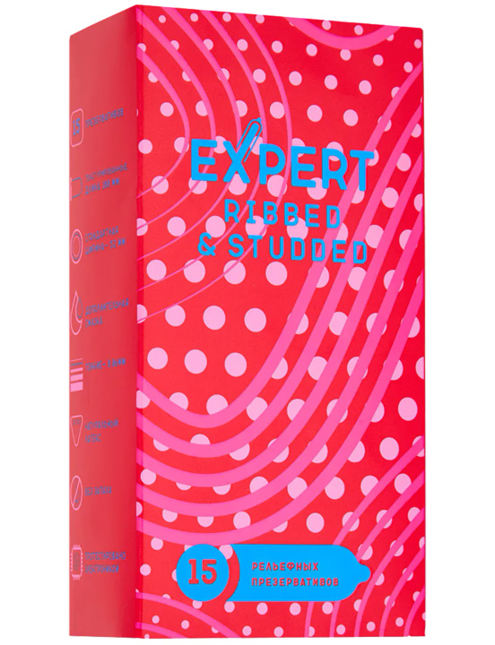 Презервативы Expert Ribbed&Studded, 15 шт.